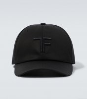 Tom FordEmbroidered canvas and leather cap
