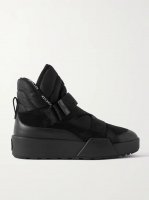 Cross Promyx suede-trimmed quilted shell and leather high-top sneakers
